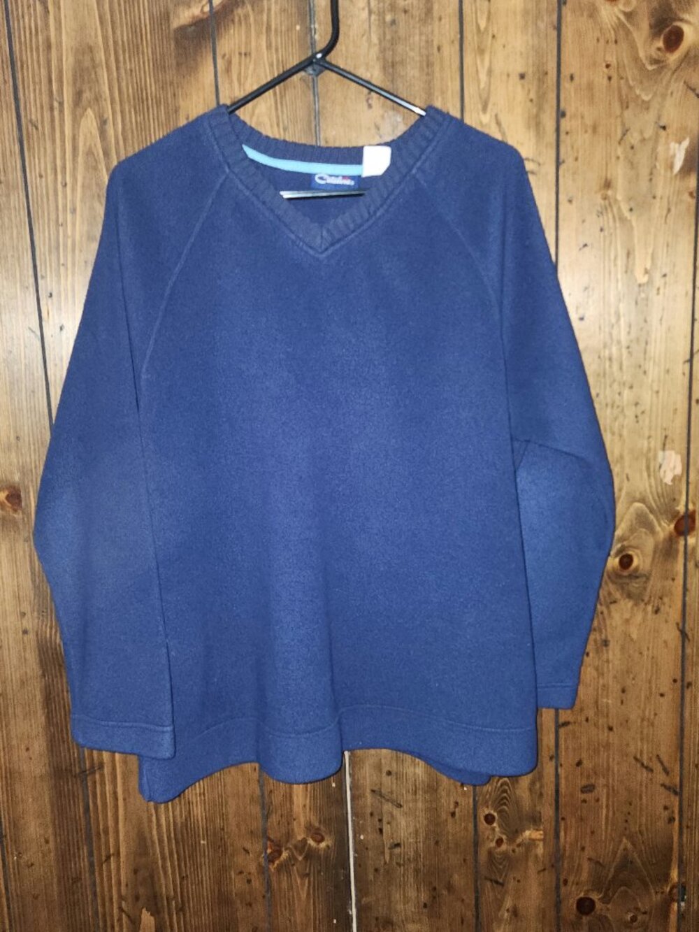 Vintage Catalina Blue V-Neck Fleece Pullover Top